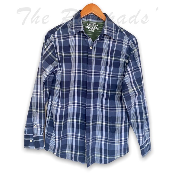 Original Arizona Jean Company Blue White Striped Collar Shirt Size XL - Picture 1 of 6